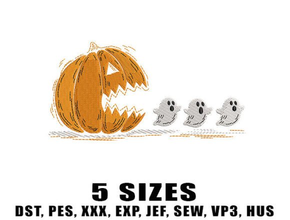 Evaluating Pumpkin Hunting Ghost Embroidery Designs