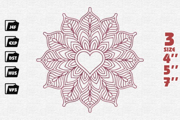 Review: Ornate Floral Heart Mandala Embroidery Design