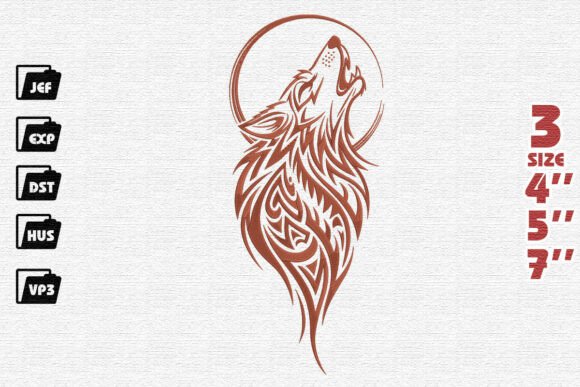 Review: Ornate Wolf and Moon Embroidery Design