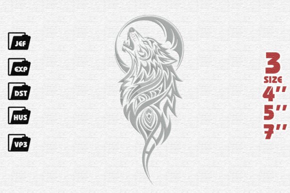Review: Tribal Wolf and Moon Embroidery Design